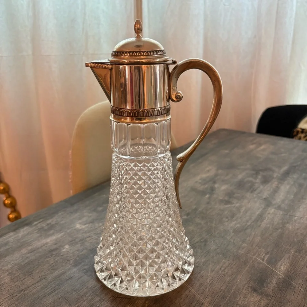 CRYSTAL Deep Cut Vintage Pitcher Claret Jug! Excellent vintage condition!